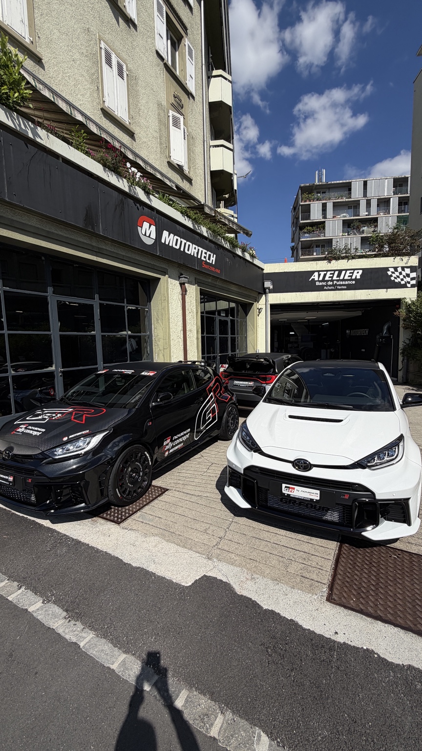 GR Yaris outside the partner workshop in Lausanne